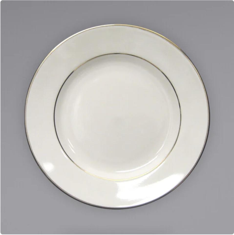 Ivory Bread Plate with Gold Trim  6 1/2"