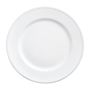 13" White Beaded Charger Plate